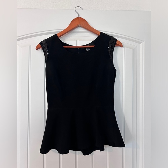 Black sequined peplum top - Picture 1 of 3